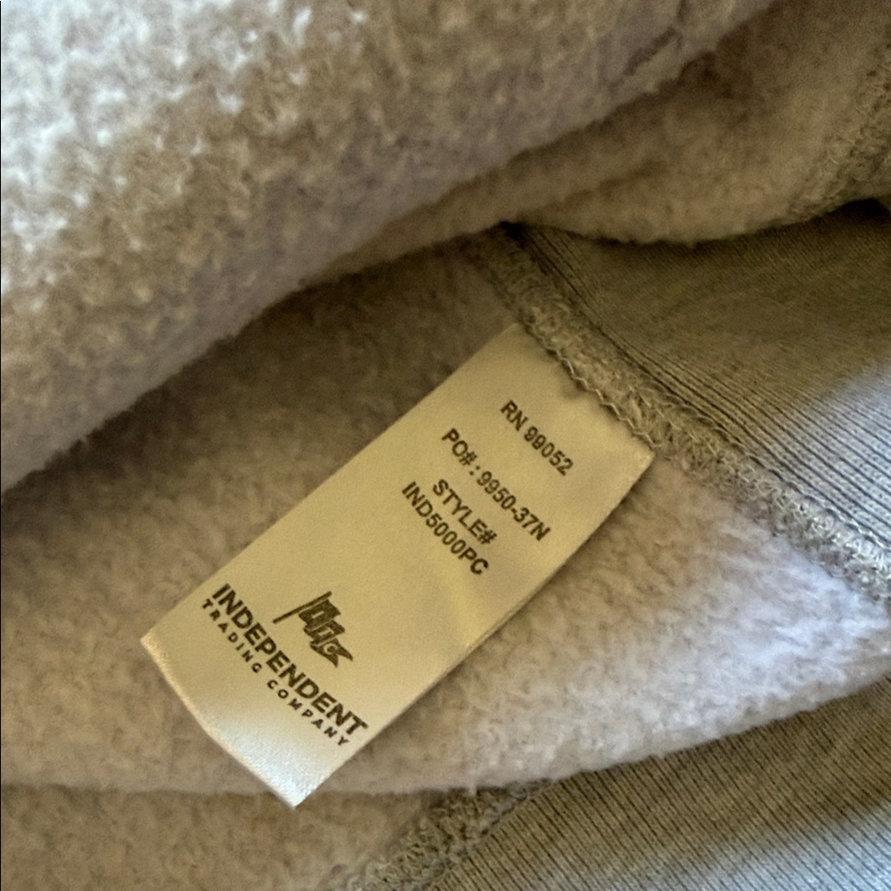 Heather Grey Hooded Sweatshirt with Yellow Smile Patch - Picture 6 of 7